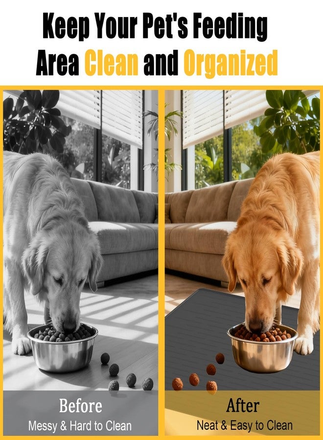 Goldleaf 1.5MM Super Thick Dog Food Mat, 40"x30" Silicone Dog and Cat Mats for Food and Water Bowls, Waterproof Pet Feeding Mat for Contain Spills Protects Floors, Multiple Colors & Sizes for Pets, Light Gray - Image 3
